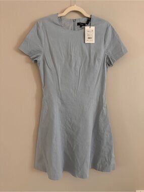 NWT Theory Modern Seamed Shift Dress Light Blue Linen Blend Size 10